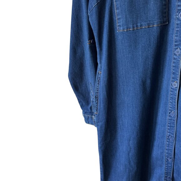 Kut From The Kloth Aly Boho Maxi Denim Dress Button Front Chest & Side Pockets - Picture 11 of 16